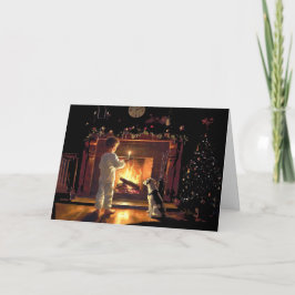 Carte L'attente de Père Noël par l'incendie