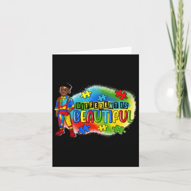 Carte L'Autisme Enfant Noir Différent Est Beau Autisme A (Devant)