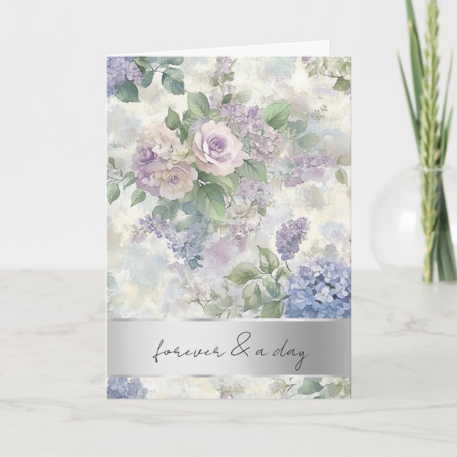 Carte Lavande romantique Rose Mariage (Devant)