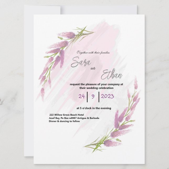 Carte Lavander, fleur sauvage aquarelle (Devant)