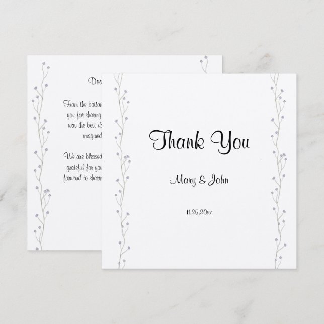 Carte Lavander Floral Script Love Heart Mariage (Devant / Derrière)