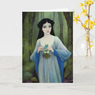 Carte Lave-encre illustration de la belle femme à Woods