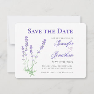 Carte Lavender Floral Fiançailles Photo Enregistrer la d