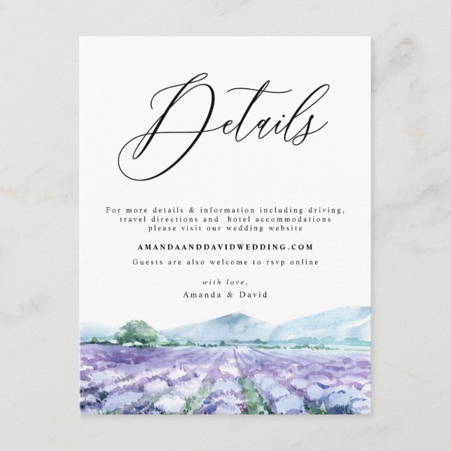 Carte Lavender Purple Aquarelle Détails Lilac (Devant)