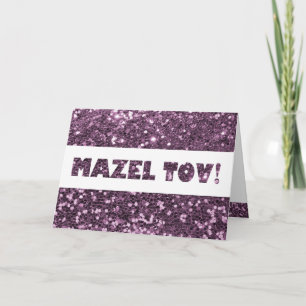 Carte Lavender Purple Parties scintillant Mazel Tov Féli