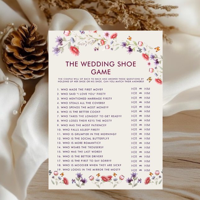Carte Lavender Wildflower Bridal Shower Shoe Game (Créateur téléchargé)