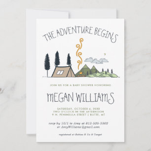 Carte L'aventure commence   Baby shower de montagne