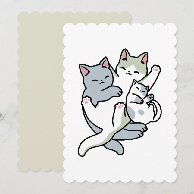 Carte Laze Furr Days - Cute Lazy Cats Design (Devant / Derrière)