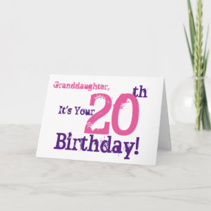 Carte Le 20ème anniversaire de la petite-fille dans le