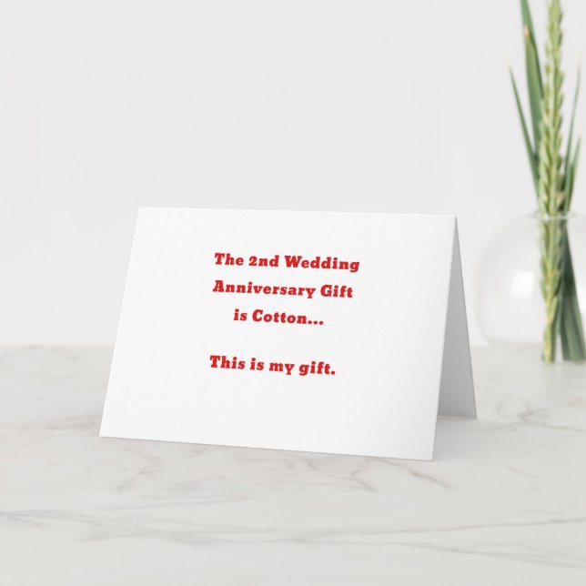 Carte Le 2ème anniversaire de mariage est en coton Ceci  (Devant)