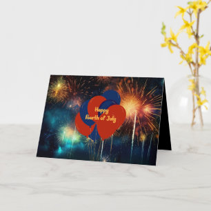 Carte Le 4 juillet Ballons et feux d'artifice