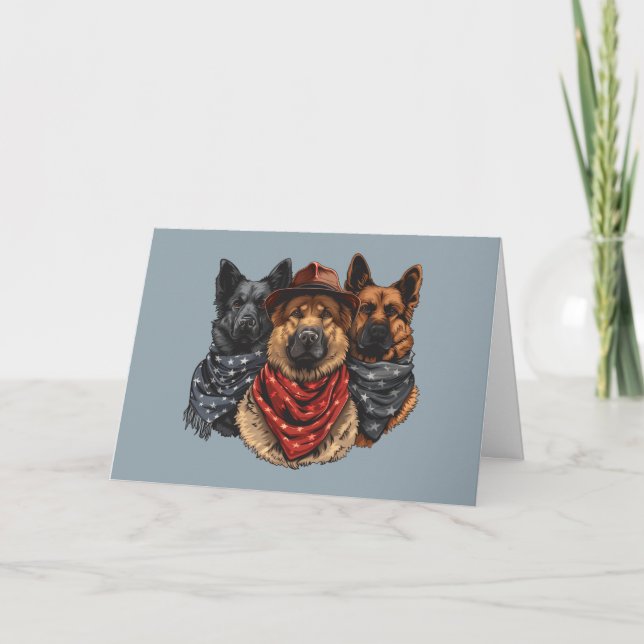 Carte Le 4 Juillet Chiens De Berger Allemands (Devant)