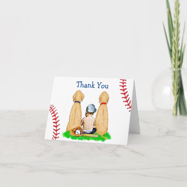 Carte Le Baby shower de baseball du garçon Merci à thème (Devant)