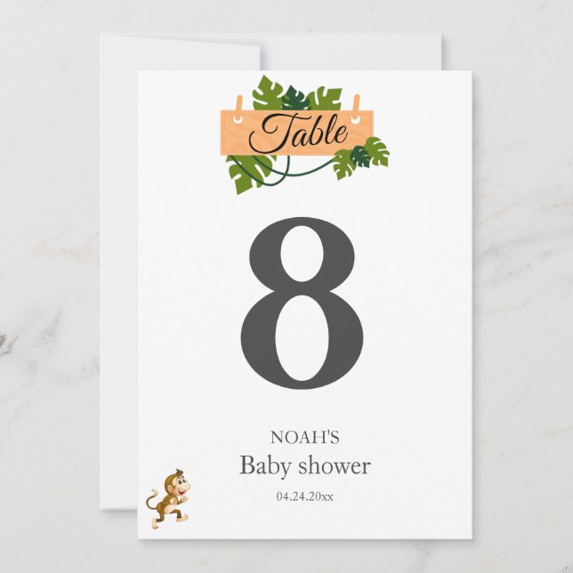 Carte Le baby shower de verdure animal de Cute Safari (Devant)