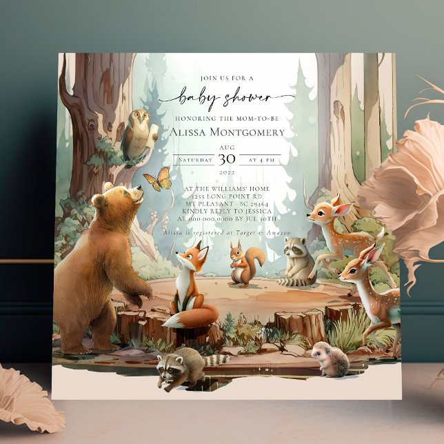 Carte Le Baby shower des bois Laisser l'aventure commenc (Créateur téléchargé)