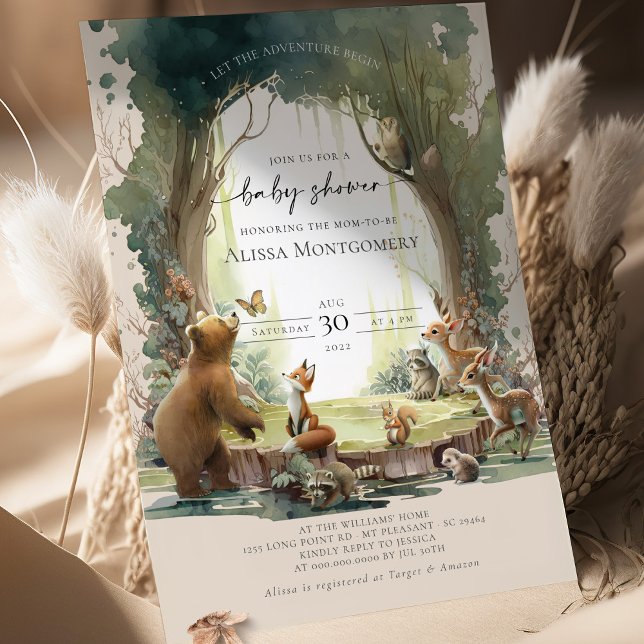 Carte Le Baby shower des bois Laisser l'aventure commenc (Créateur téléchargé)