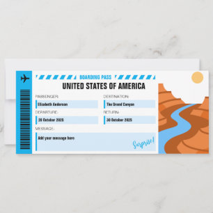 Carte Le billet de voyage surprise du Grand Canyon
