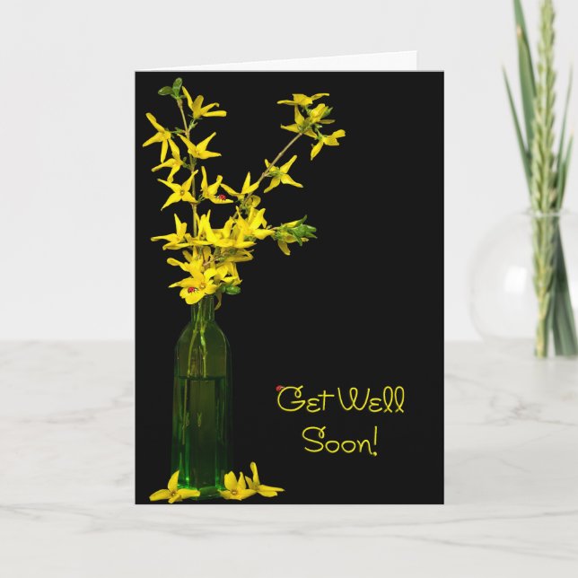 Carte le bouquet jaune de forsythia obtiennent bien (Devant)