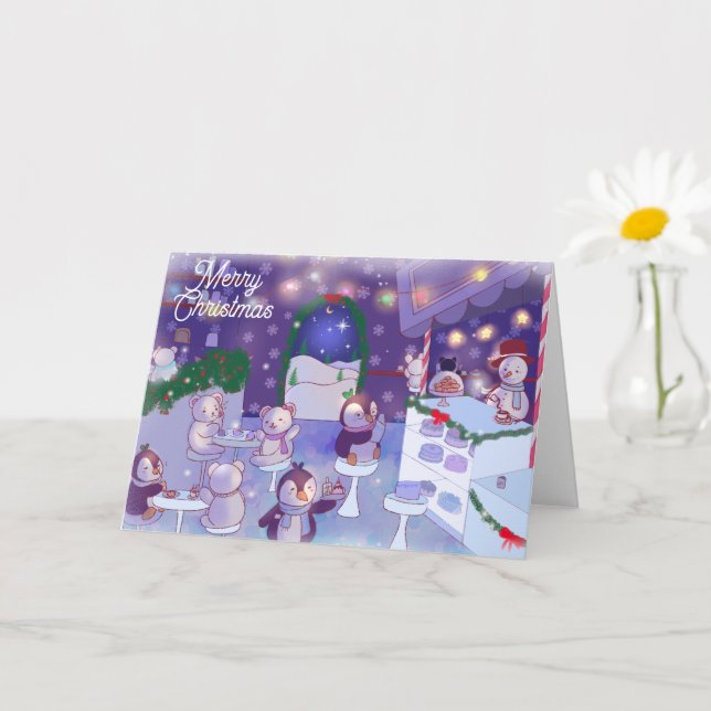Carte Le café du bonhomme de neige de Noël  (Petite plante)