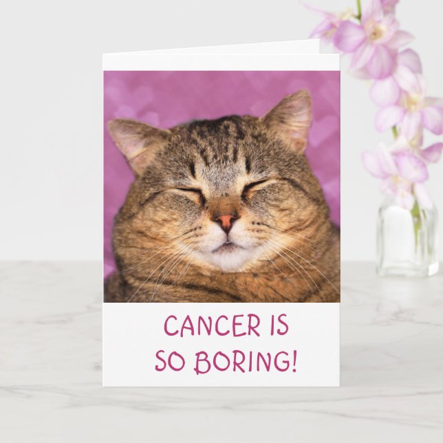 Carte Le cancer est ennuyeux drôle chatte (Orchidée)