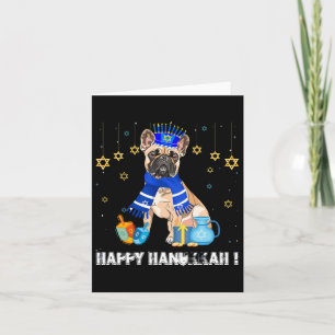 Carte Le Casquette français de Bulldog Menorah Happy Cha