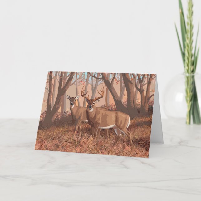 Carte Le Cerf De Virginie Dans La Nature De Style Rétro (Devant)