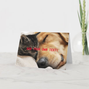 Carte Le chaton et le chiot mignons AJOUTENT VOTRE