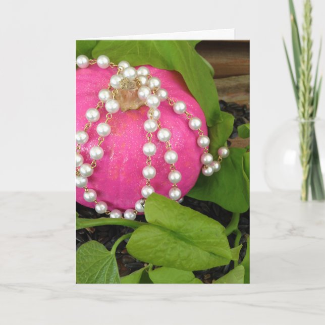 Carte le citrouille de princesse, citrouille rose, perle (Devant)