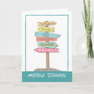 Carte Le collège Retour à l'école Signes de bonne chance