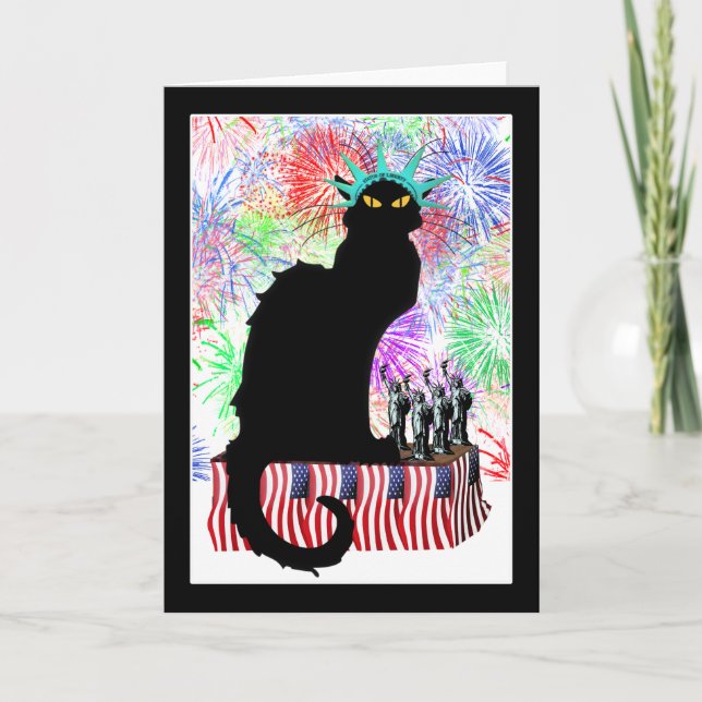 Carte Le Conversation Noir USA Fête de l'indépendance (Devant)