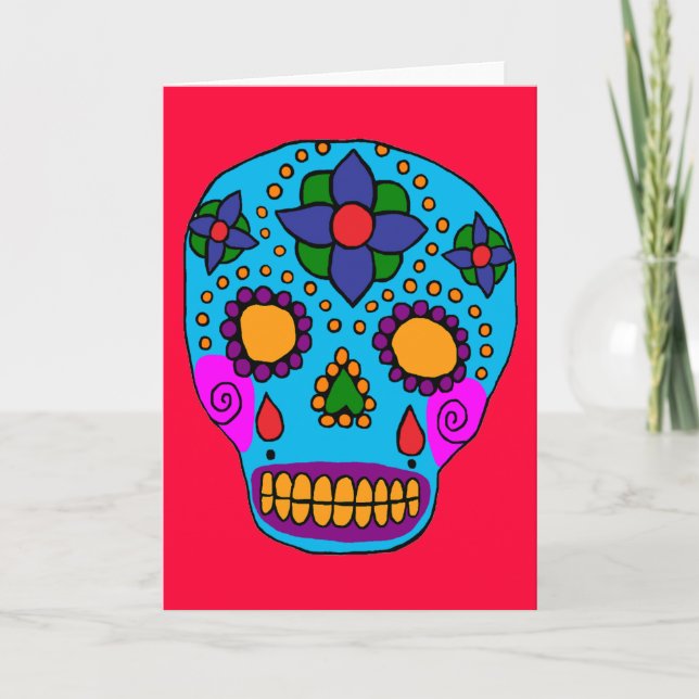 Carte Le crâne à sucre d'art populaire mexicain (Devant)