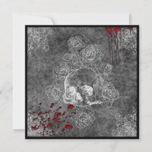 Carte Le crâne de sang et Rose Horror Goth Mariage