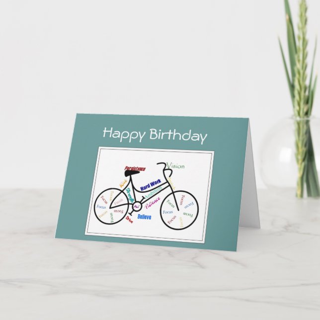 Carte Le cycle de vélo de salutation d'anniversaire, (Devant)