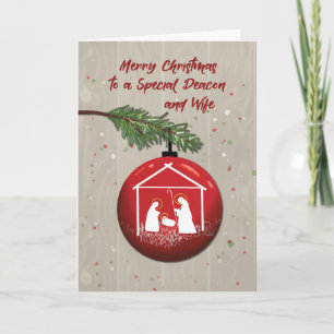 Carte Le diacre et l'ornement de Noël de la femme avec l