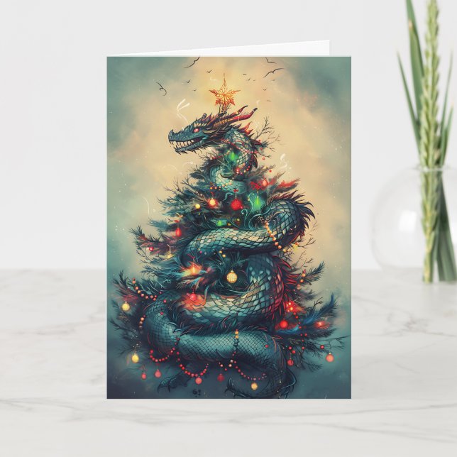 Carte Le dragon et l'arbre de Noël (Devant)