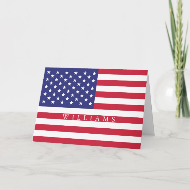 Carte Le drapeau américain patriotique ajoutent le nom (Devant)