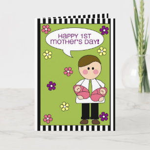 Carte le ęr jour de mère heureux (filles jumelles)