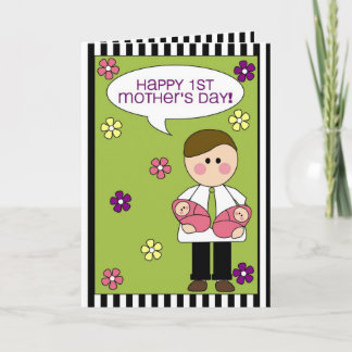 Carte le ęr jour de mère heureux (filles jumelles)