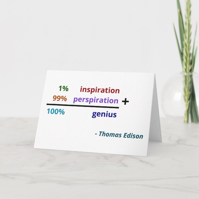 Carte Le génie est transpiration d'inspiration et de 99% (Devant)