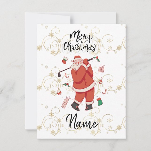 Carte Le golf du Père Noël avec cadeau de Noël pour Golf (Devant)