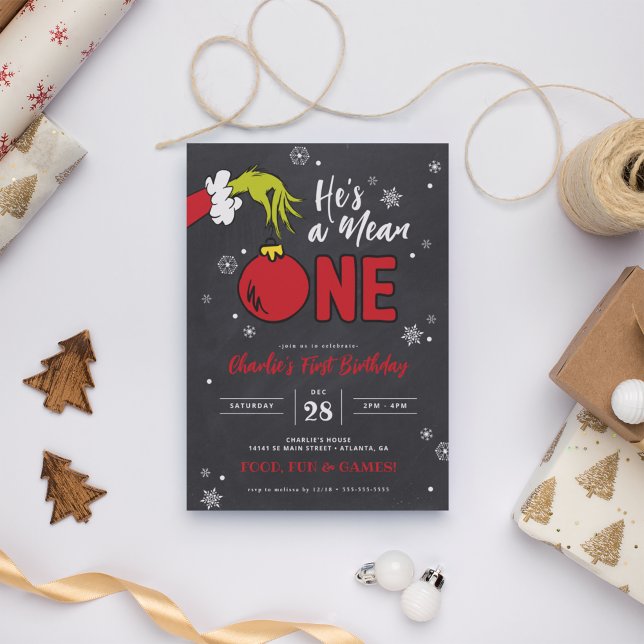 Carte Le Grinch Il est méchant Un Anniversaire de 1 an s (Créateur téléchargé)