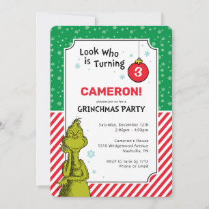 Carte Le Grinch Red and Green Snowflake 3ème anniversair