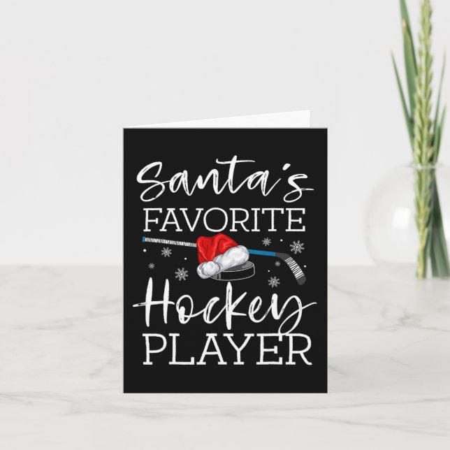 Carte Le joueur de hockey préféré du Père Noël Fun Pajam (Devant)