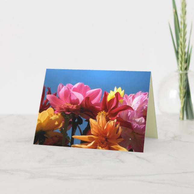 Carte Le jour de mère brillant de dahlias (Devant)