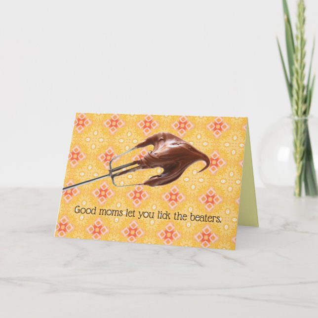 Carte Le jour de mère drôle "léchez batteurs" (Devant)