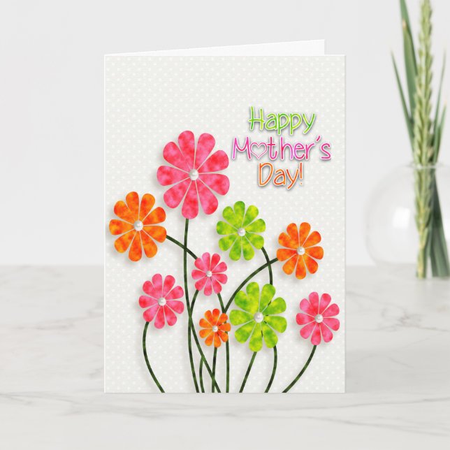 Carte Le jour de mère - fleurs lumineuses d'amusement (Devant)