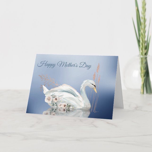 Carte Le jour de mère floral blanc de cygne (Devant)