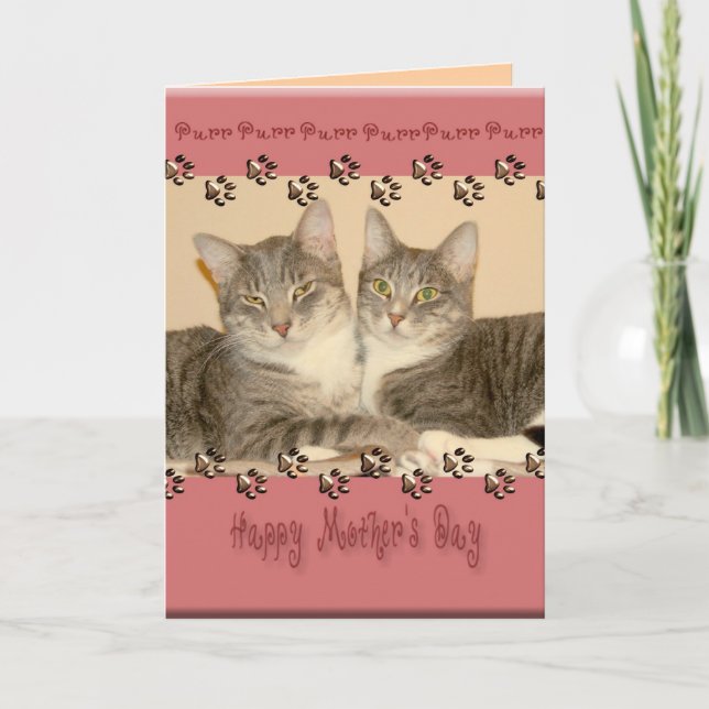 Carte Le jour de mère heureux avec deux chats (Devant)
