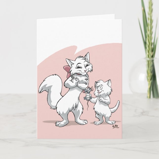 Carte Le jour de mère heureux ! ! Chat et chaton de (Devant)