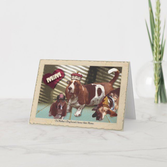 Carte Le jour de mère heureux de basset (Devant)